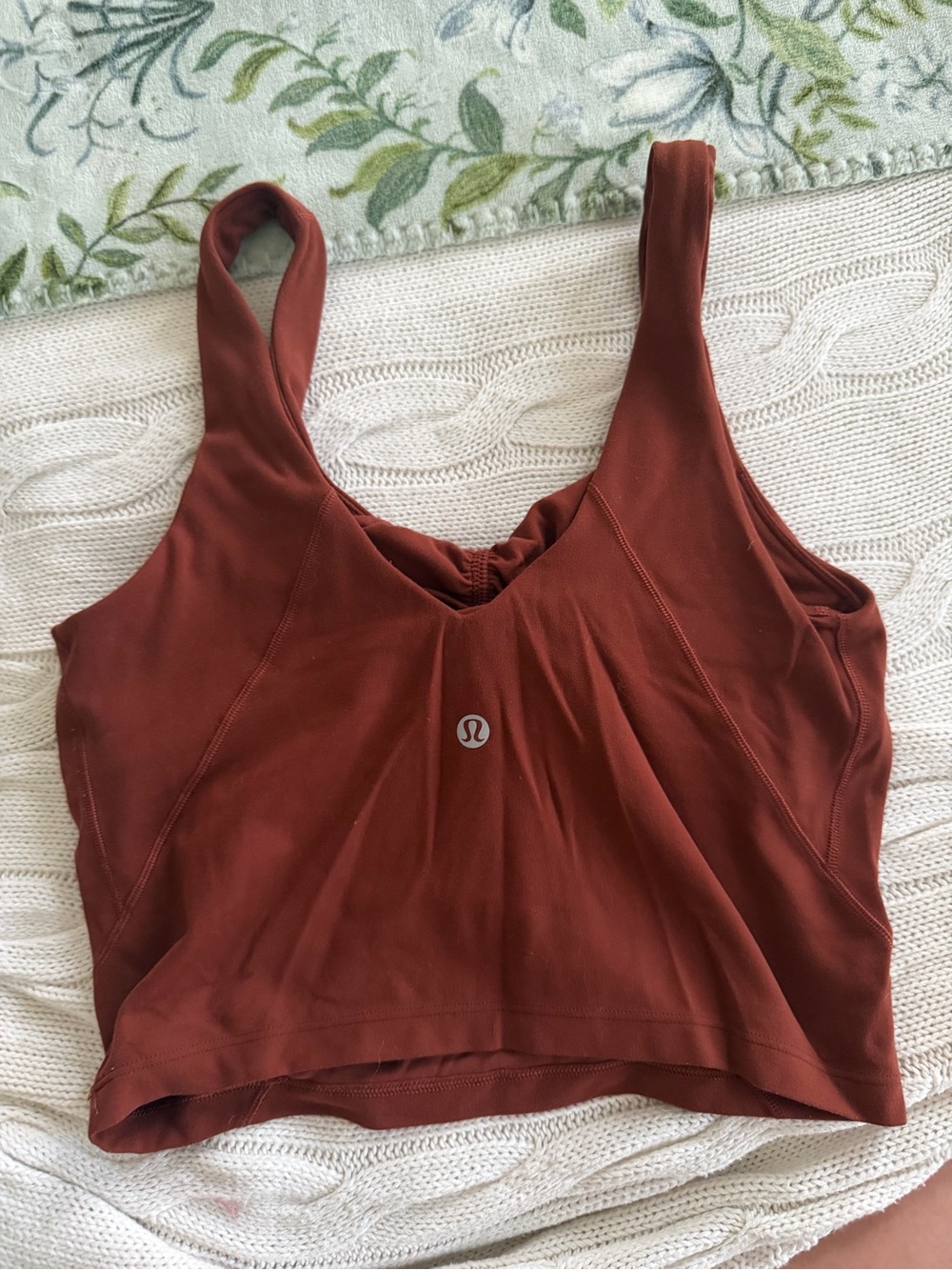 lululemon athletica Rust Brown Ruched Front Crop Align Tank - Picture 2 of 3